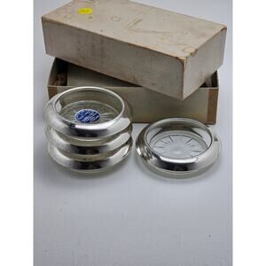 FRANK M. WHITING - 4 Sterling Silver & Glass Coasters